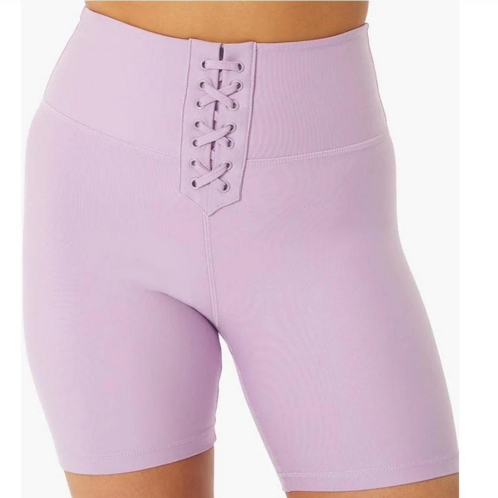 WhoWoreWhat Lace Up Biker Shorts High-Rise Purple Size Large